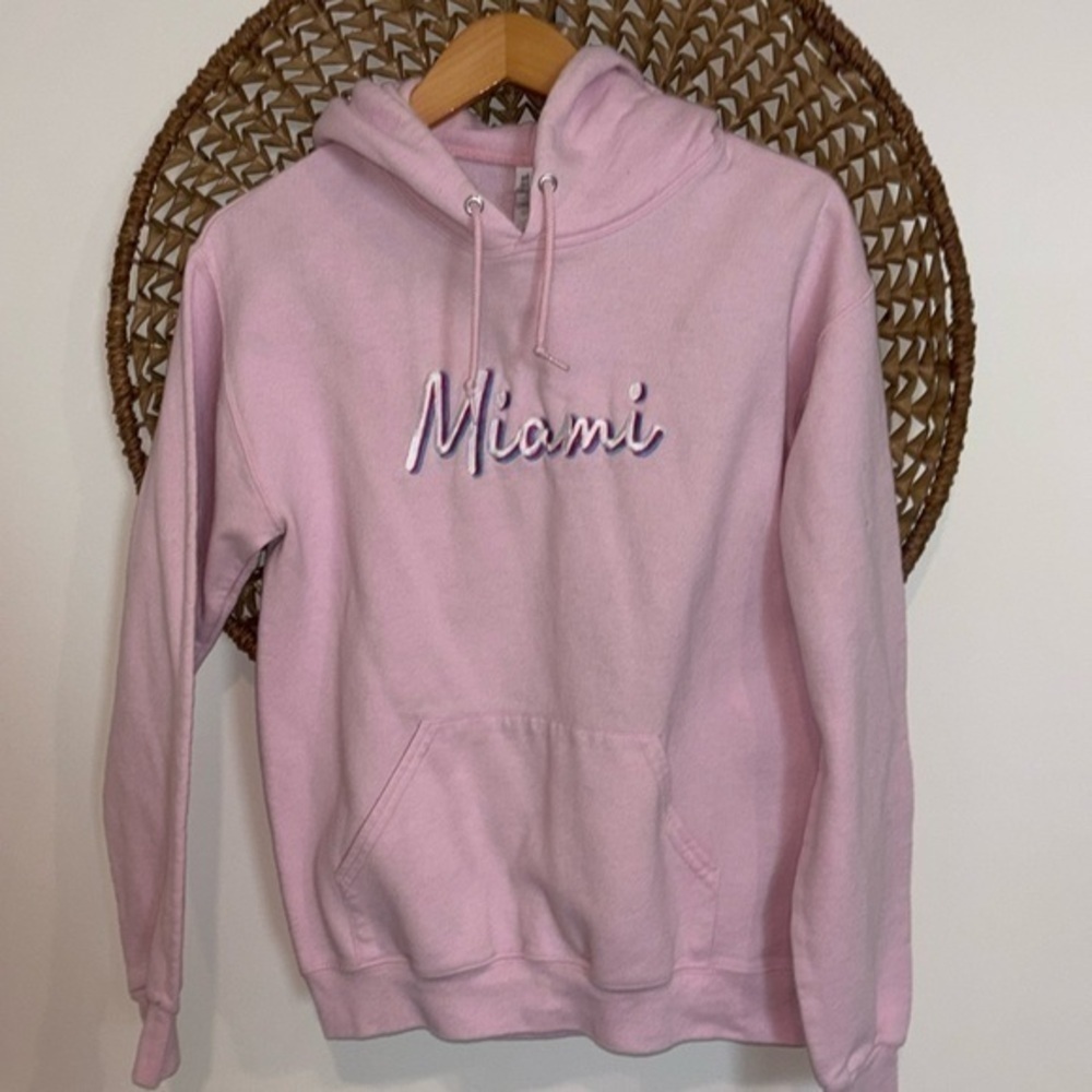 Jerzees pink Miami hooded sweatshirt size small